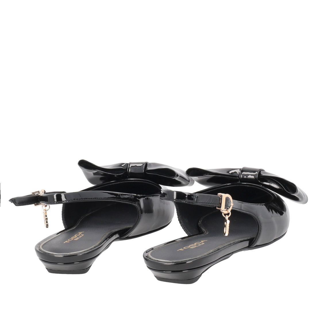 Charlotte patent leather slingback with black bow