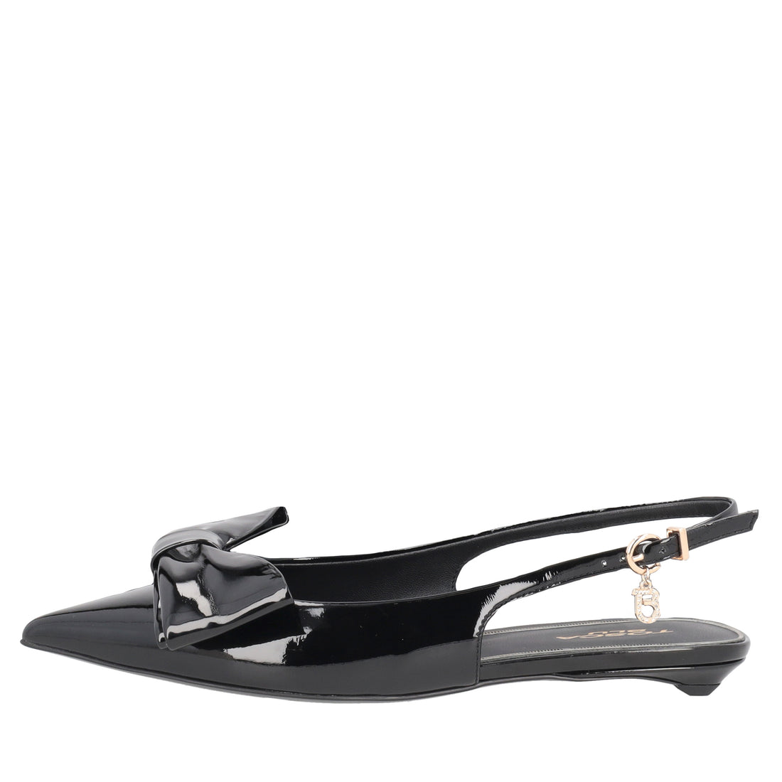 Charlotte patent leather slingback with black bow