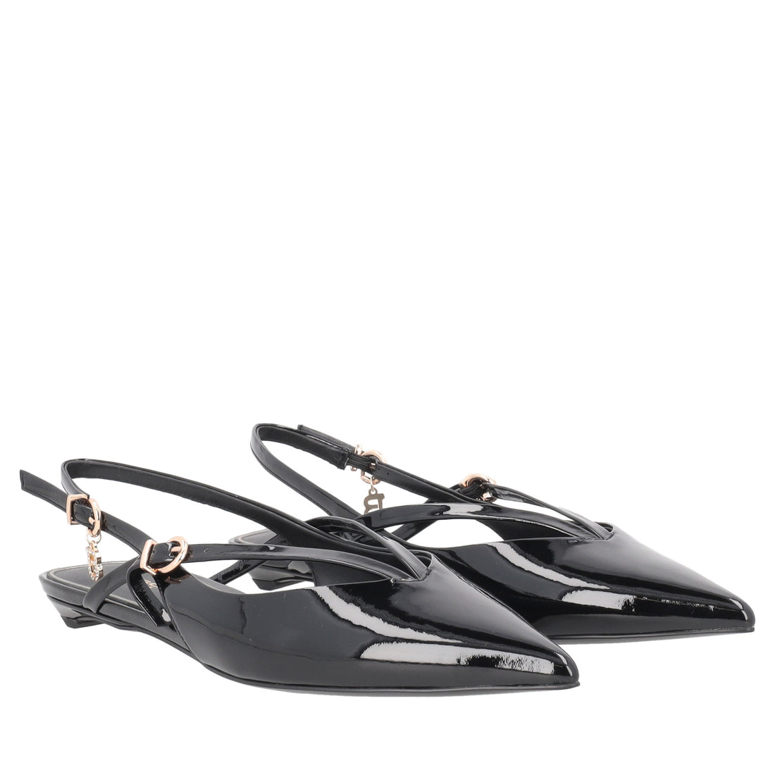 Charlotte pointed slingback in black patent leather