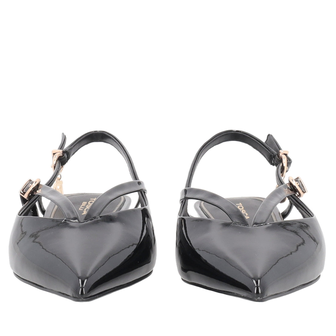 Charlotte pointed slingback in black patent leather