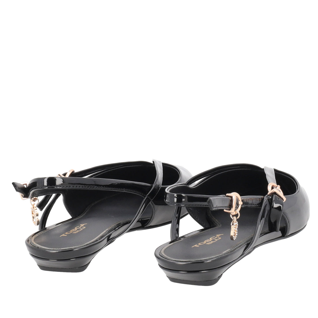 Charlotte pointed slingback in black patent leather