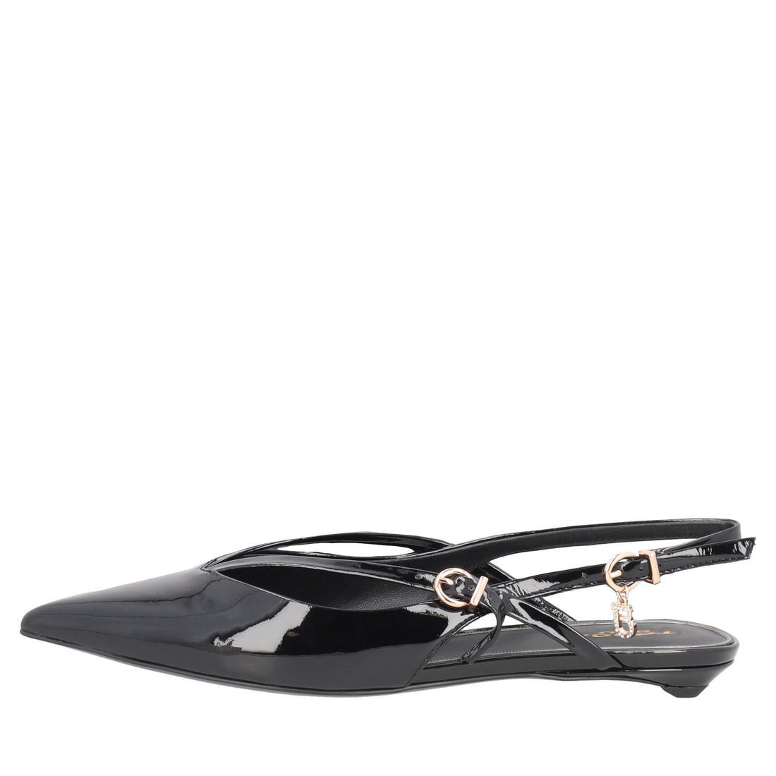 Charlotte pointed slingback in black patent leather
