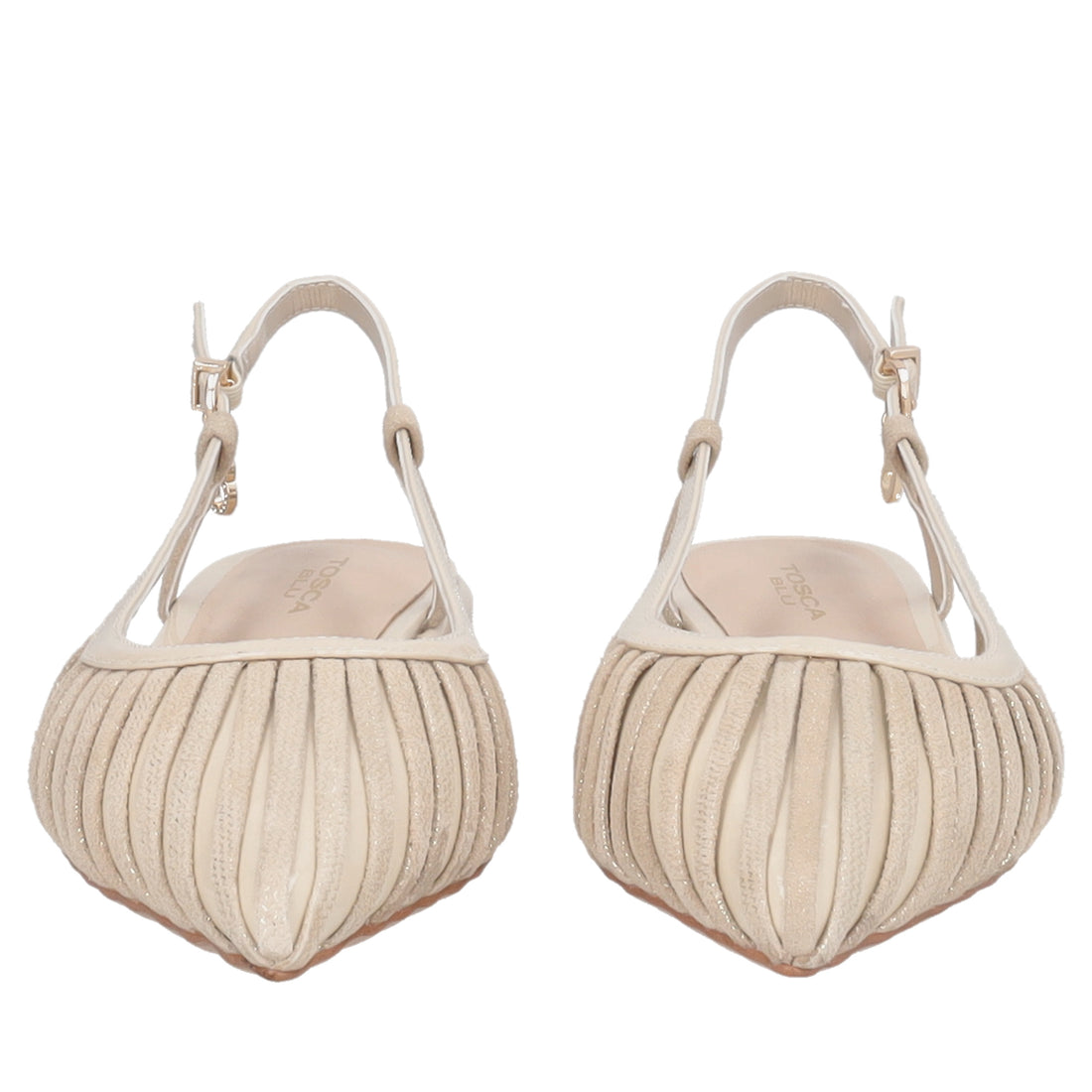 Deauville slingback in beige pointed patent leather