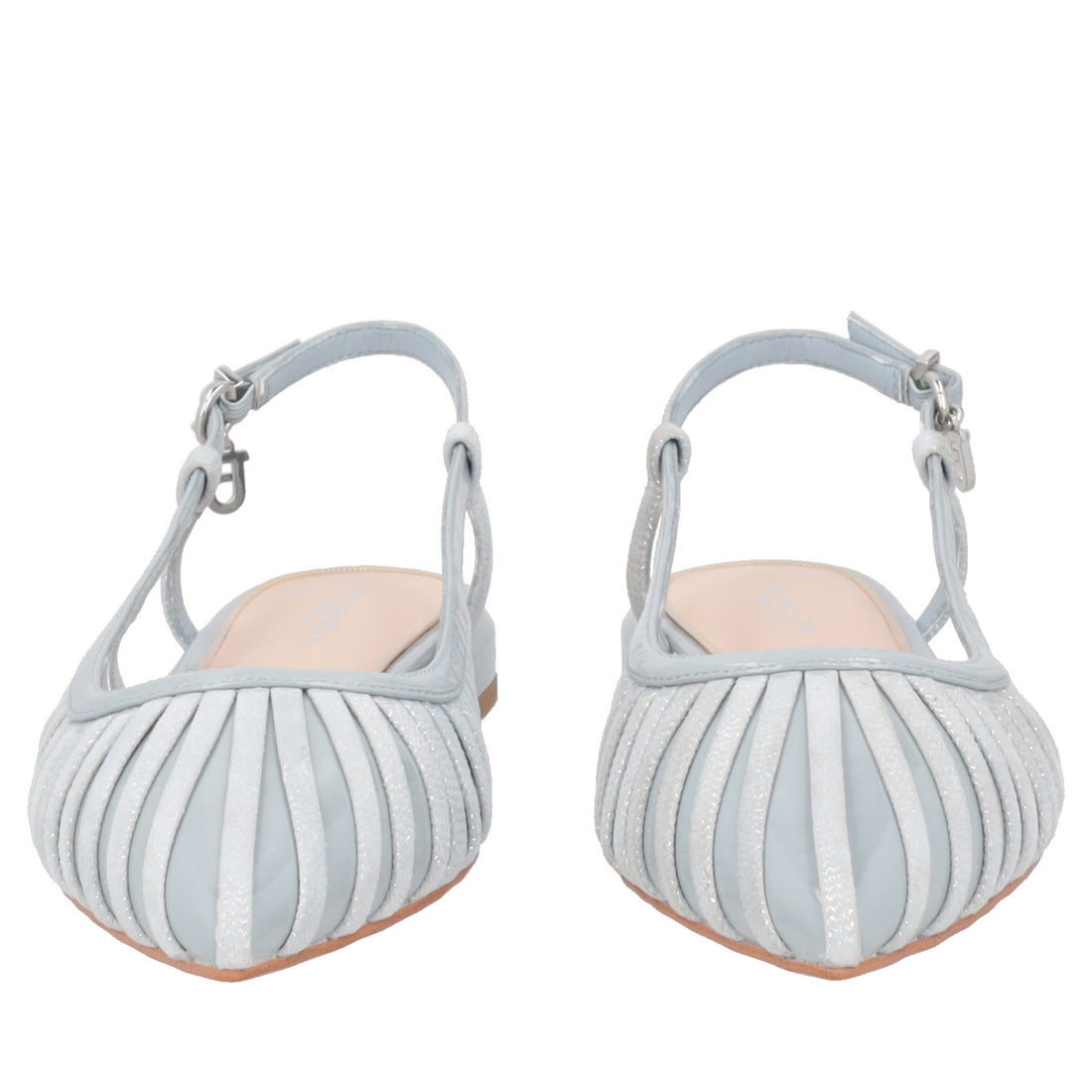 Deauville slingback in light blue pointed patent leather