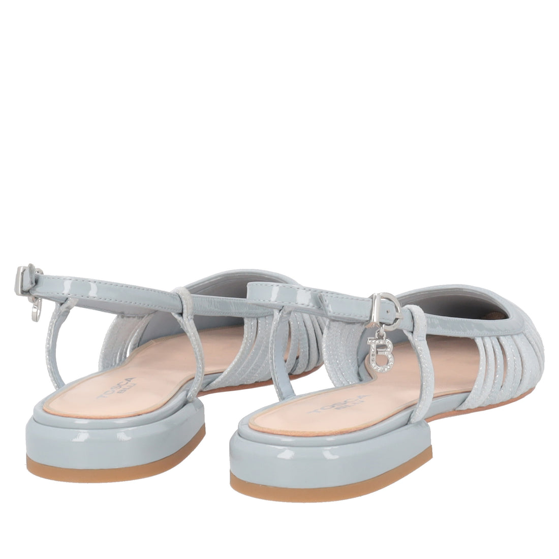 Deauville slingback in light blue pointed patent leather