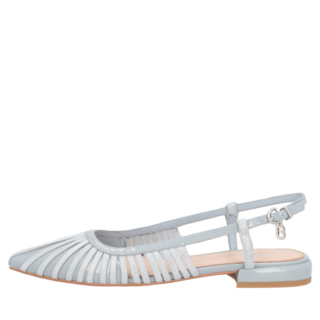 Deauville slingback in light blue pointed patent leather