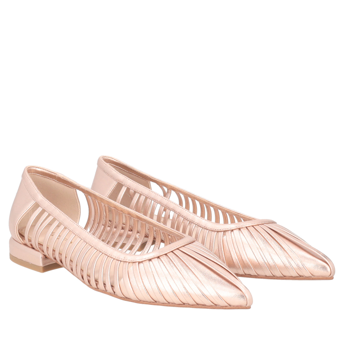 Deauville ballerina in rose gold laminated leather
