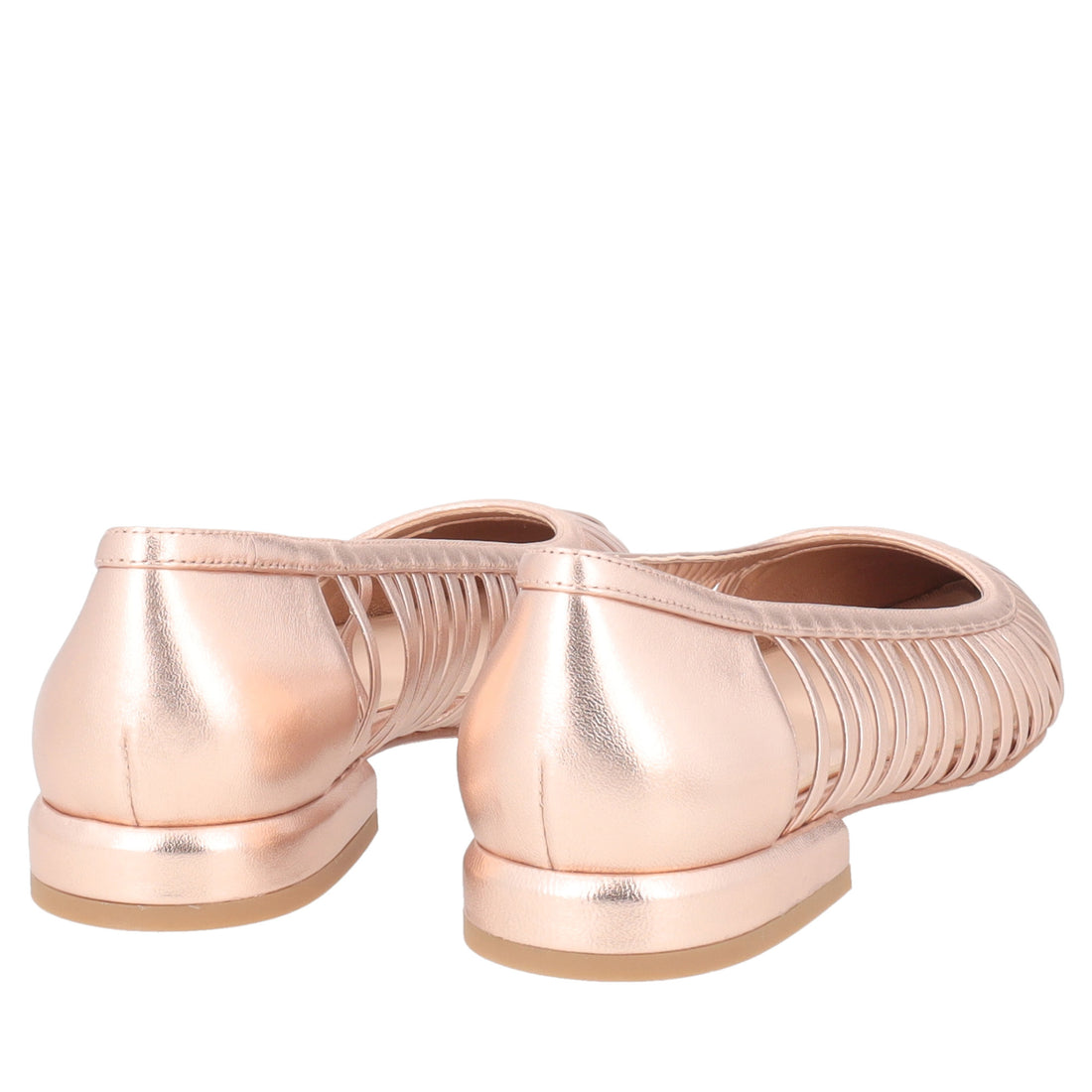 Deauville ballerina in rose gold laminated leather