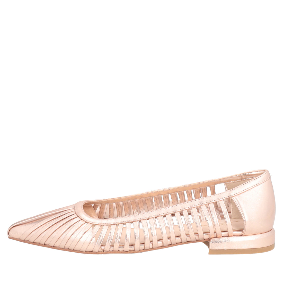 Deauville ballerina in rose gold laminated leather