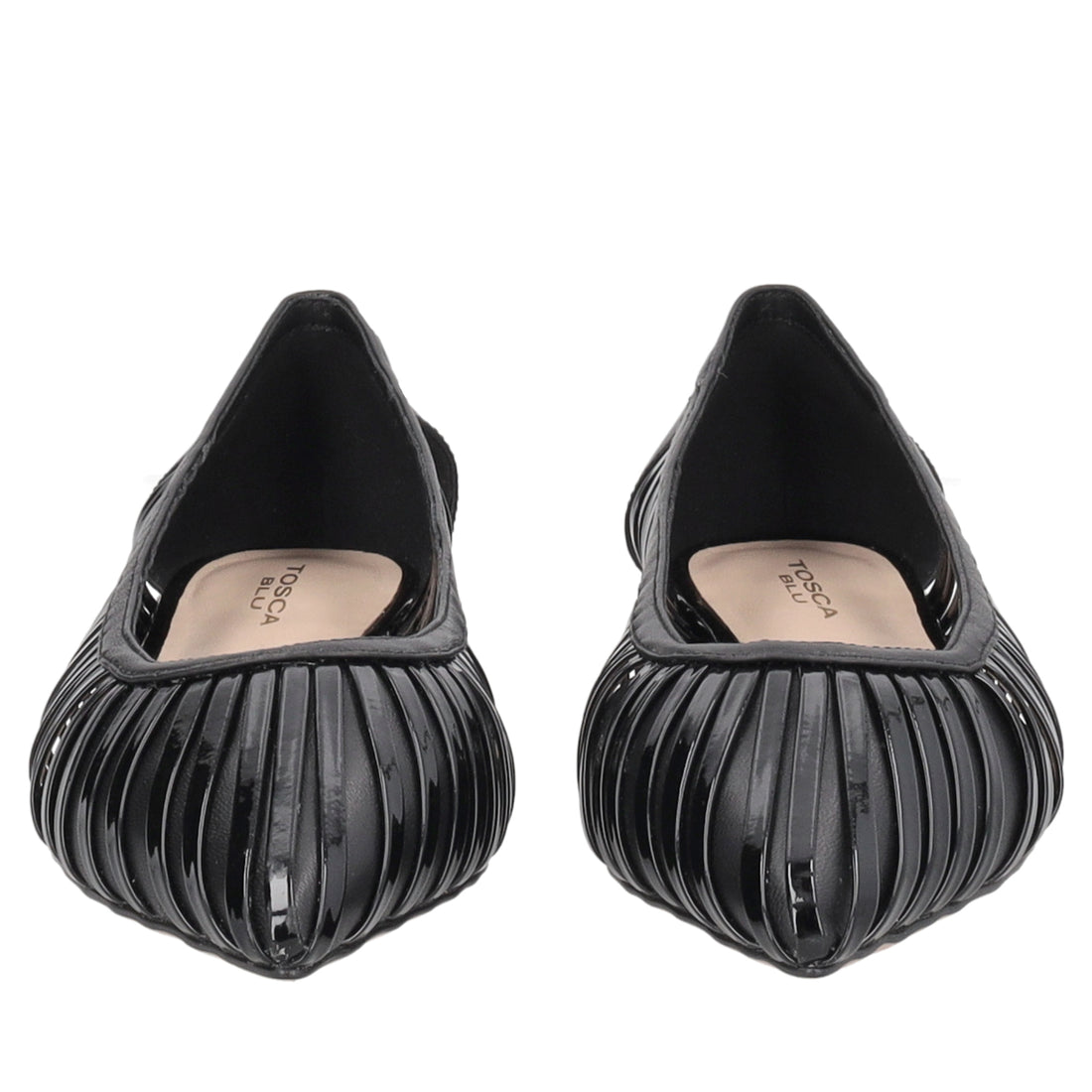 Deauville ballerina in black laminated leather