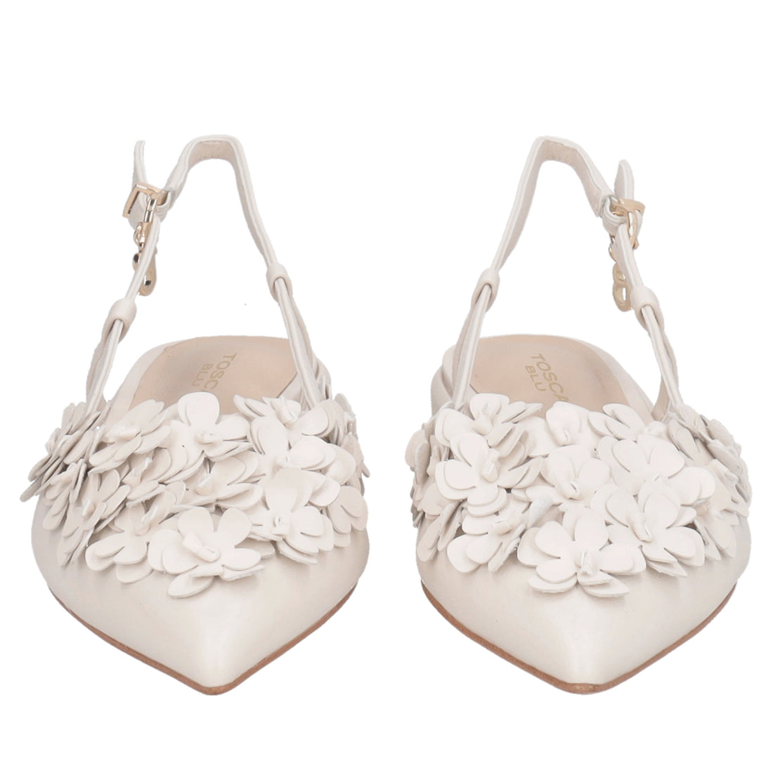 Slinhback Deauville in leather with ivory flowers