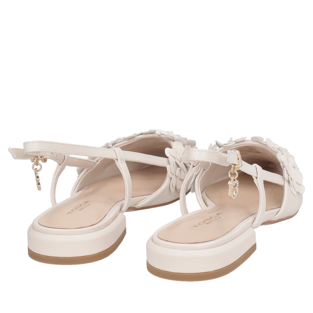 Slinhback Deauville in leather with ivory flowers