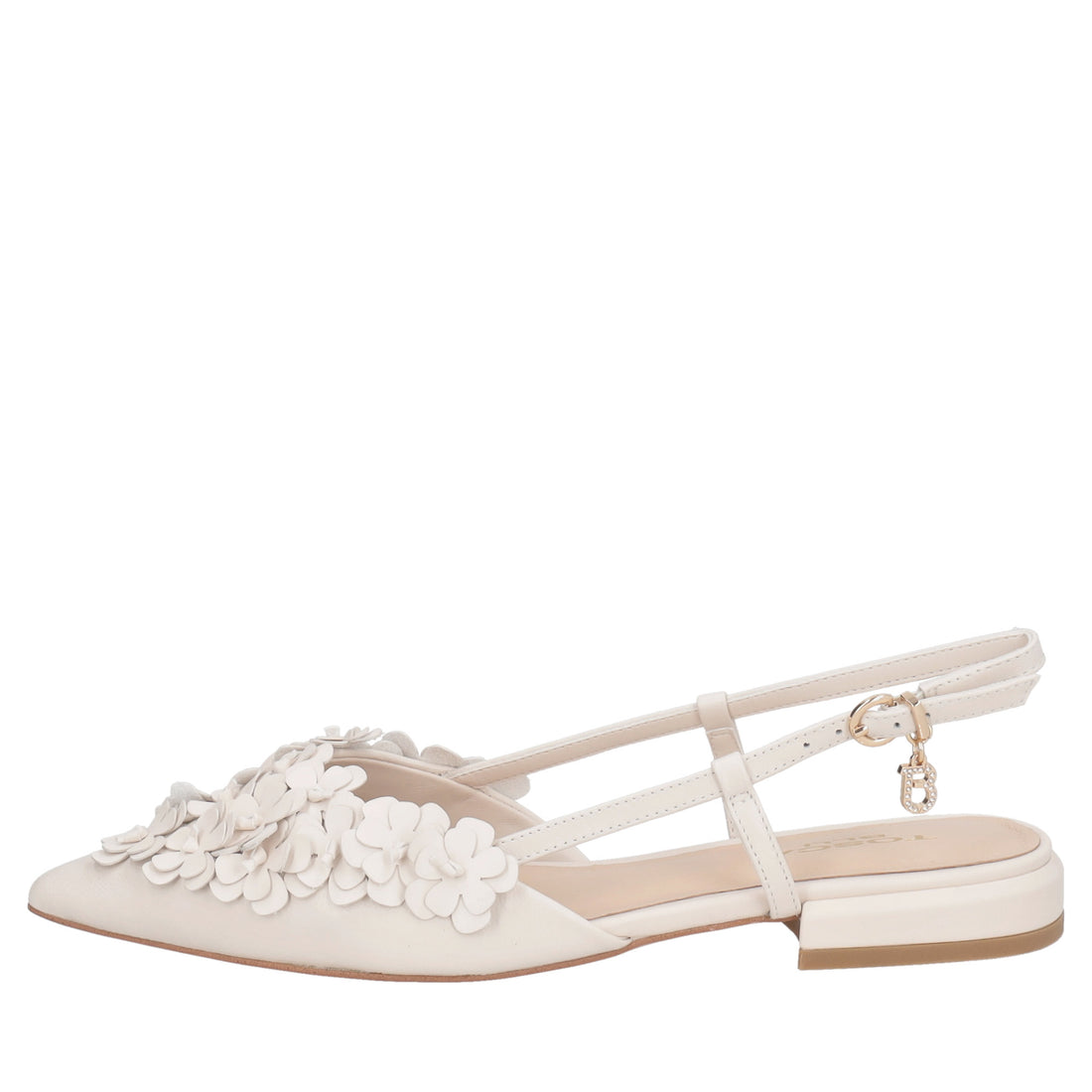 Slinhback Deauville in leather with ivory flowers