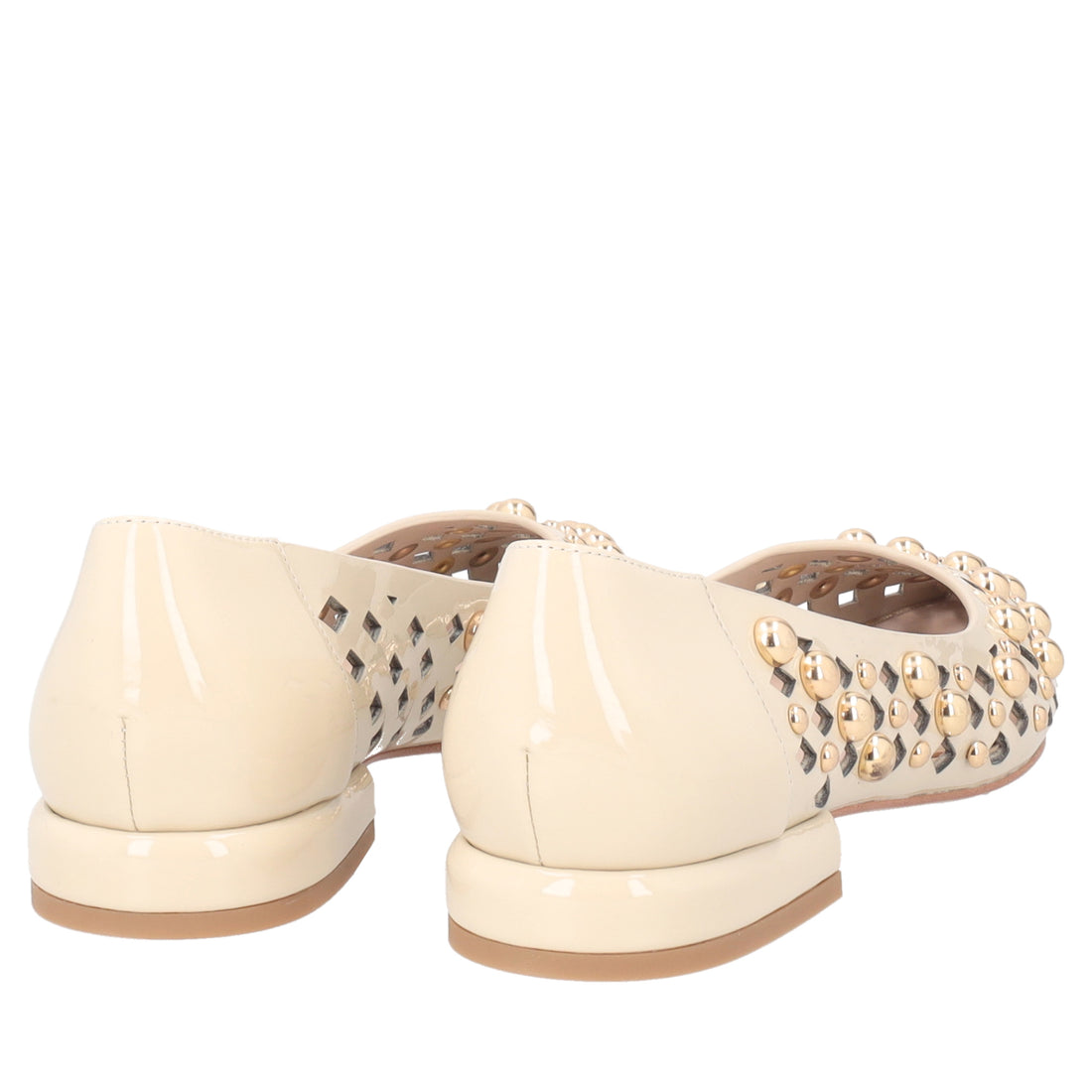 Ballerina Deauville in pelle con borchie colore beige