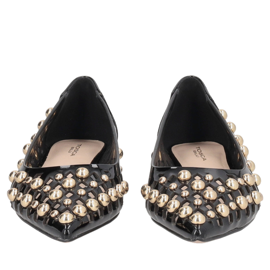 Ballerina Deauville in pelle con borchie colore nero
