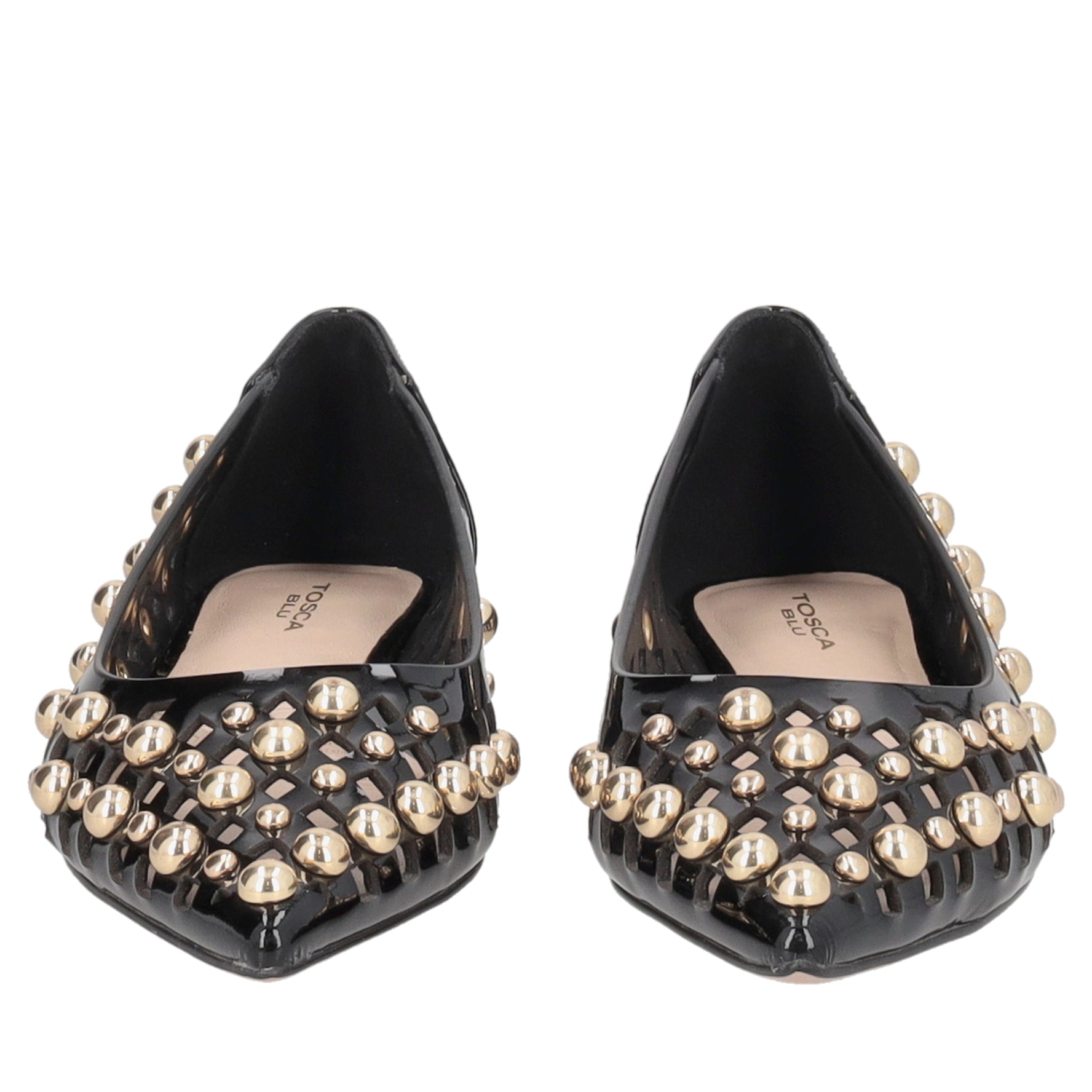 Ballerina Deauville in pelle con borchie colore nero