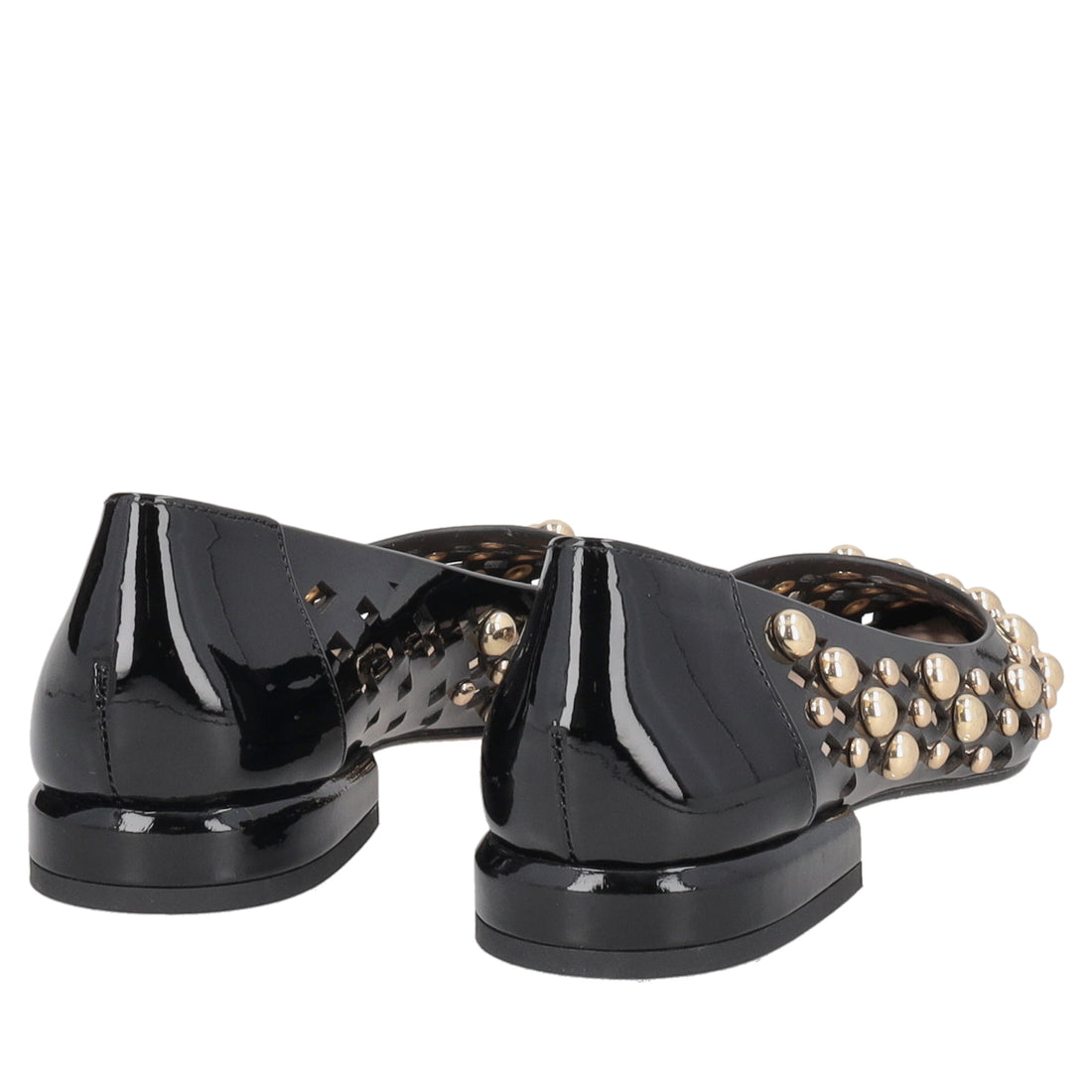 Ballerina Deauville in pelle con borchie colore nero