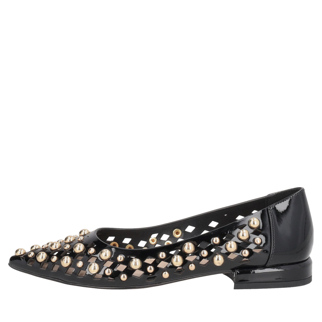 Ballerina Deauville in pelle con borchie colore nero