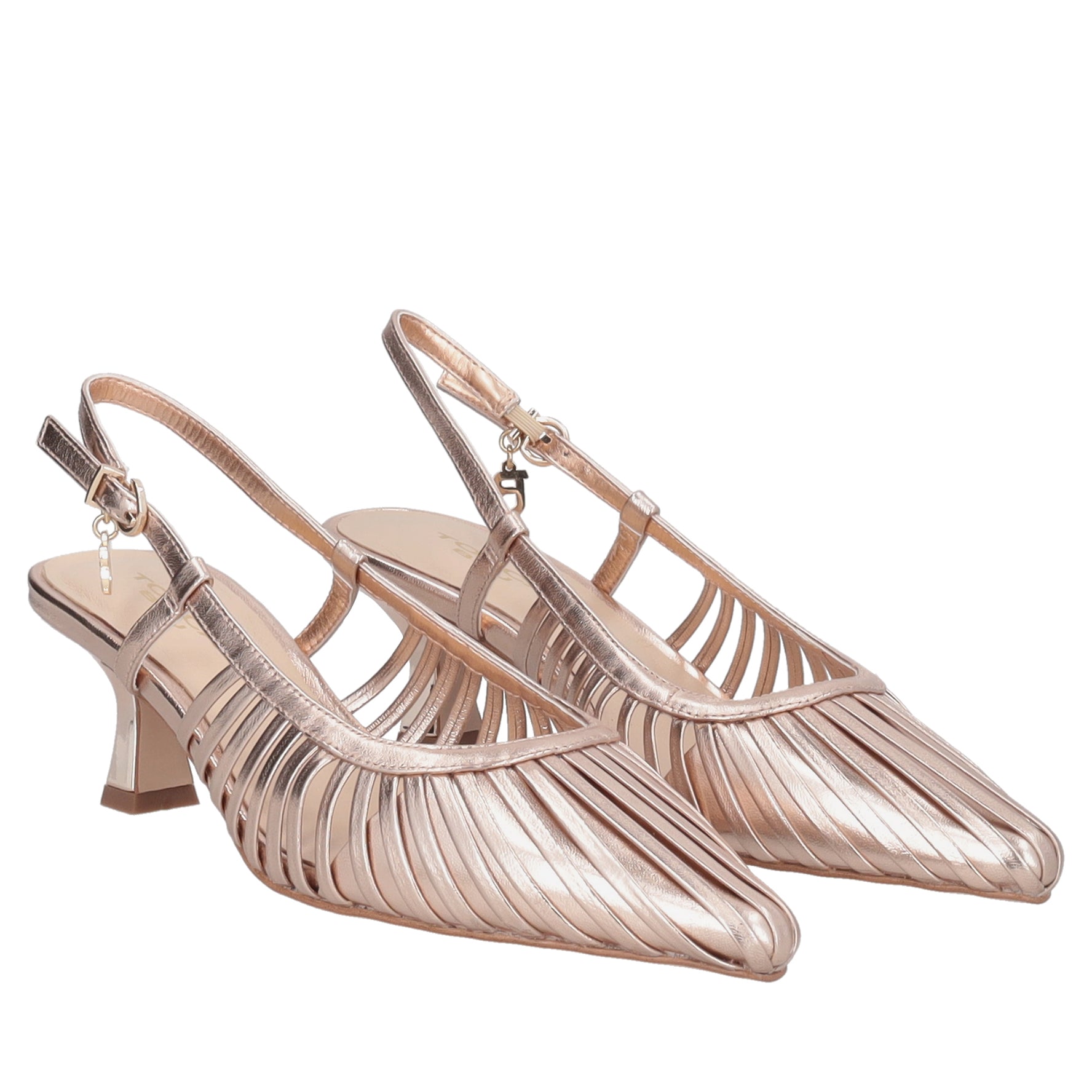 Doha slingback in rose gold patent leather