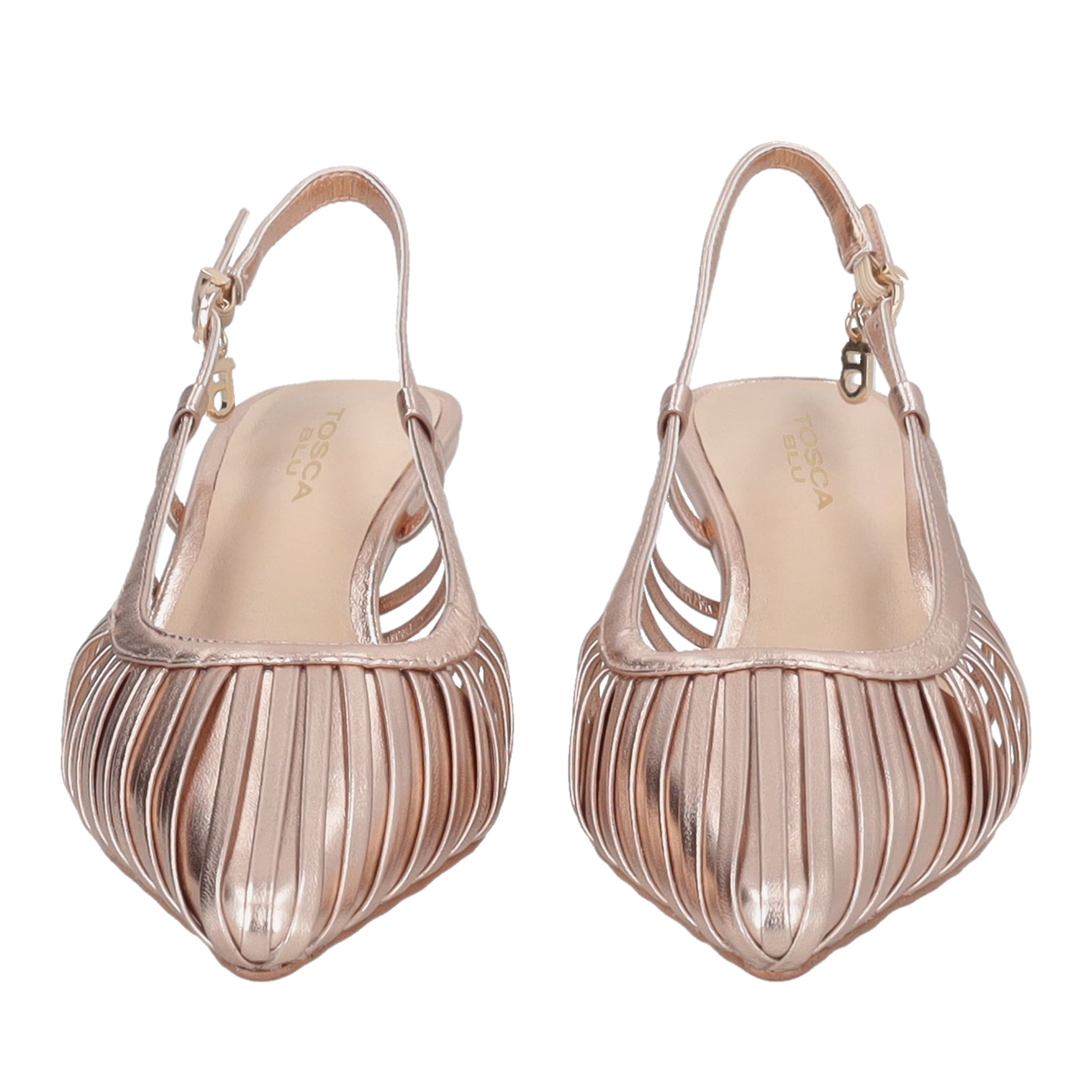 Doha slingback in rose gold patent leather