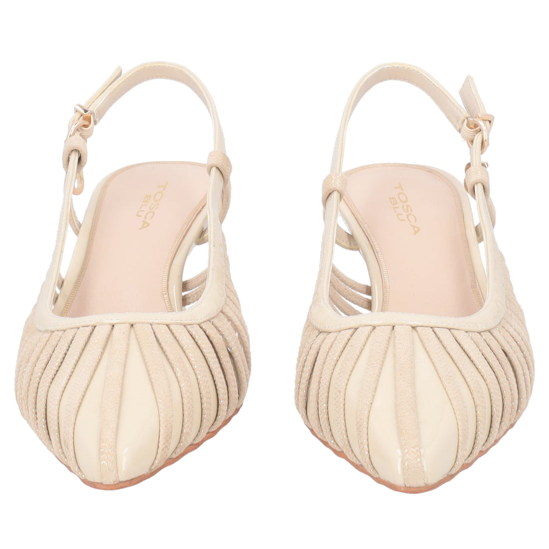 Doha slingback in beige patent leather