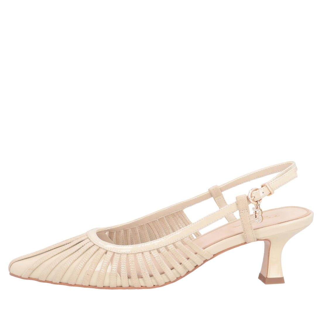 Doha slingback in beige patent leather