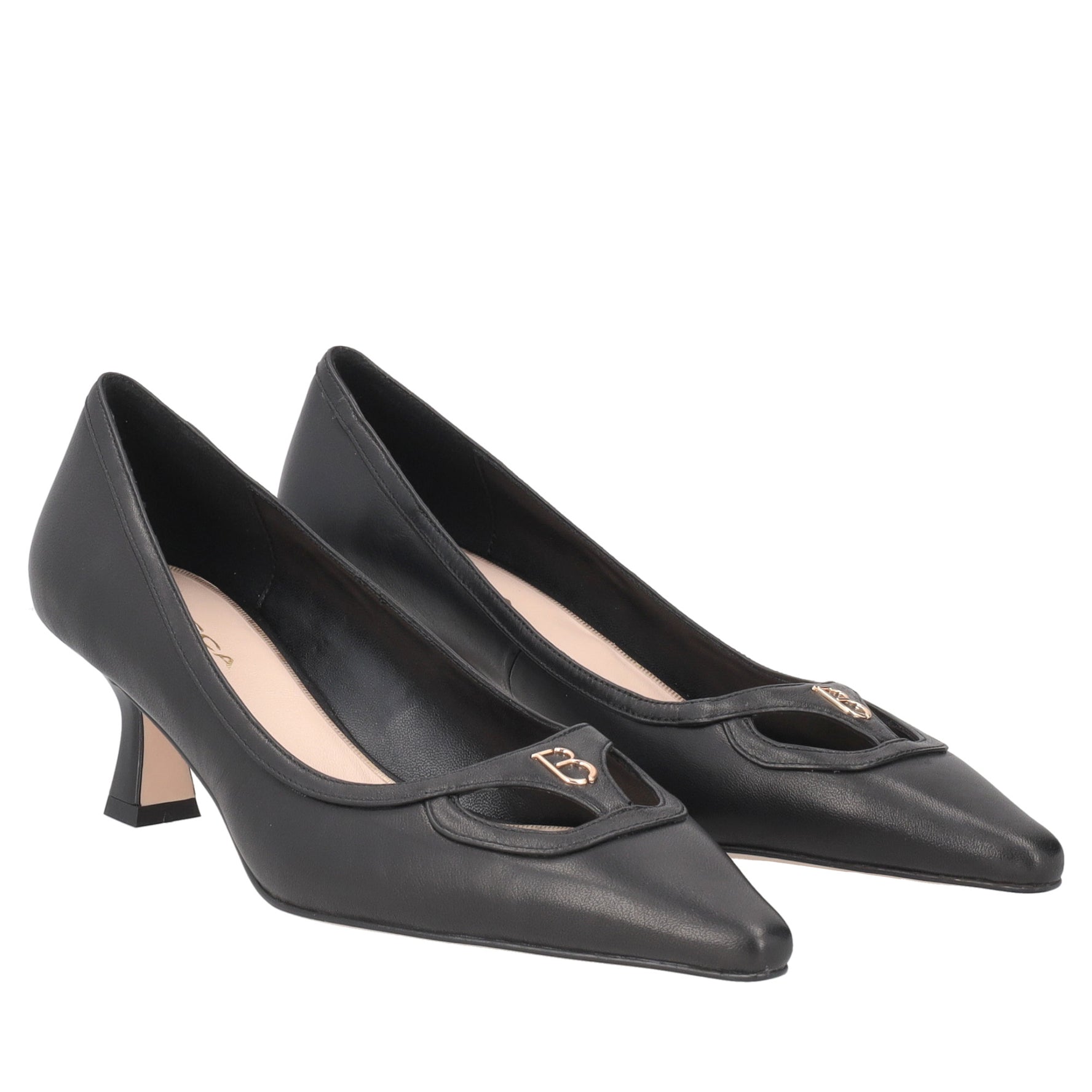 Decolletè Doha in pelle con logo colore nero