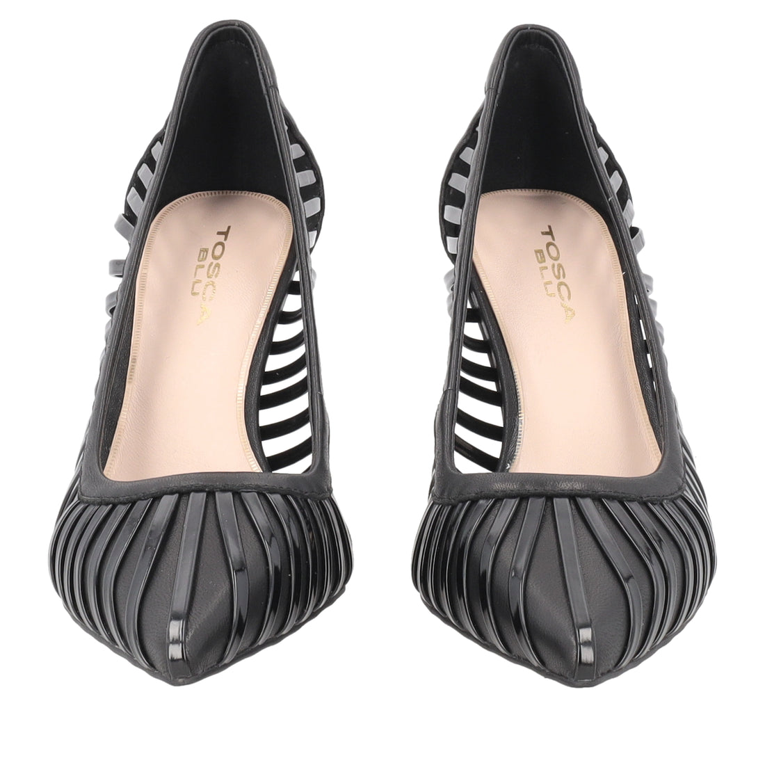 Dubai pumps in laminated leather and black patent leather