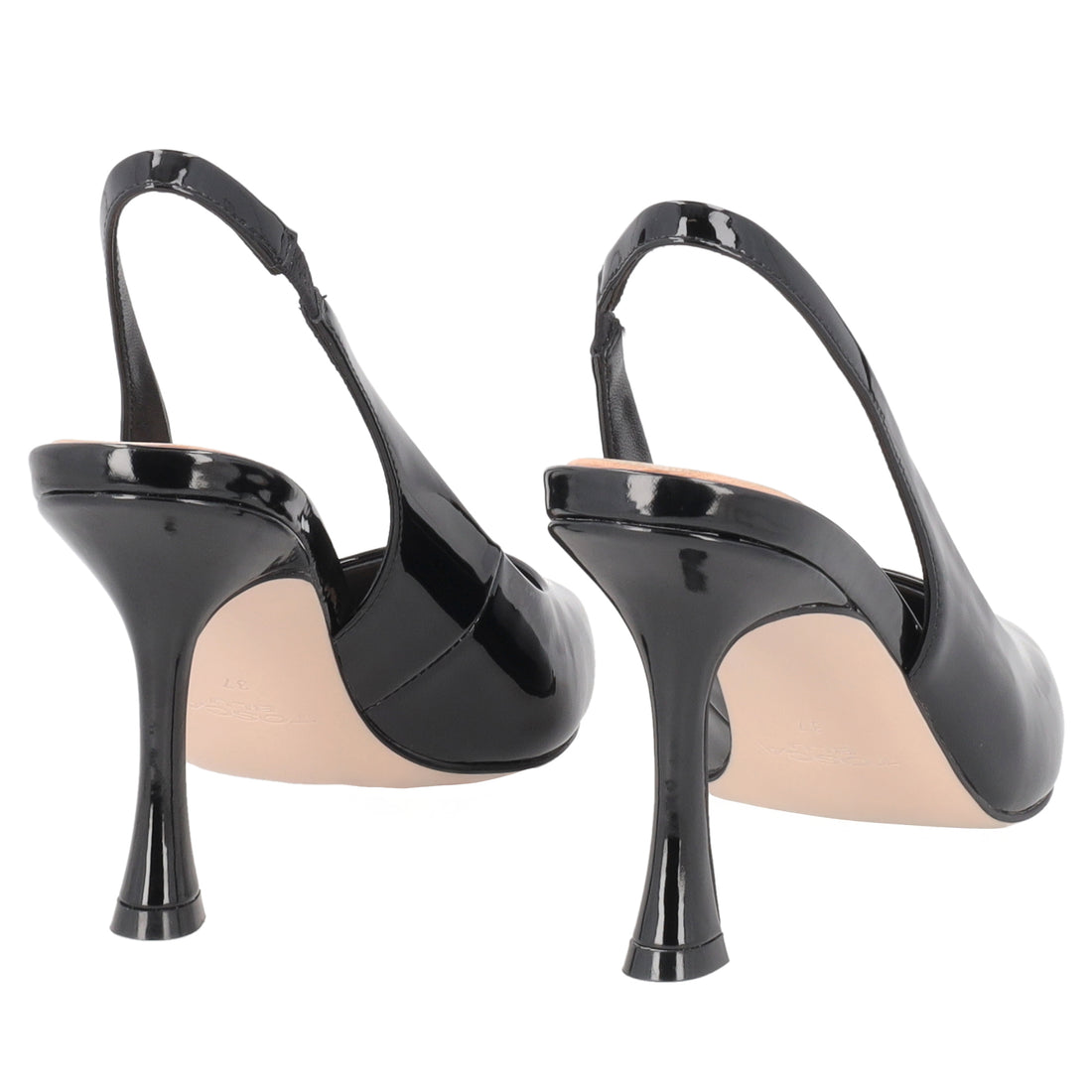 Dubai patent leather slingback with black heel
