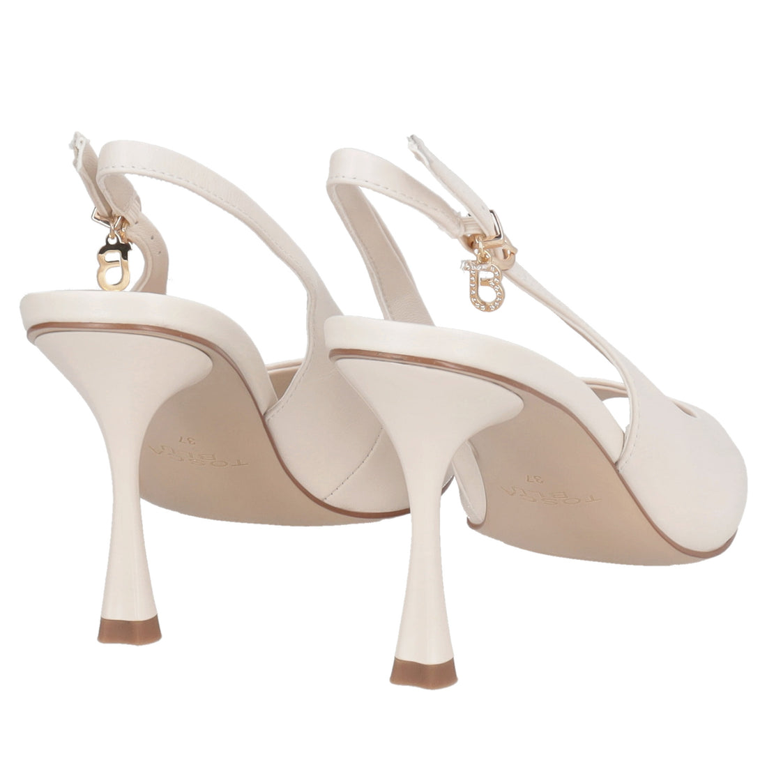 Slingback Elenoire in pelle colore avorio