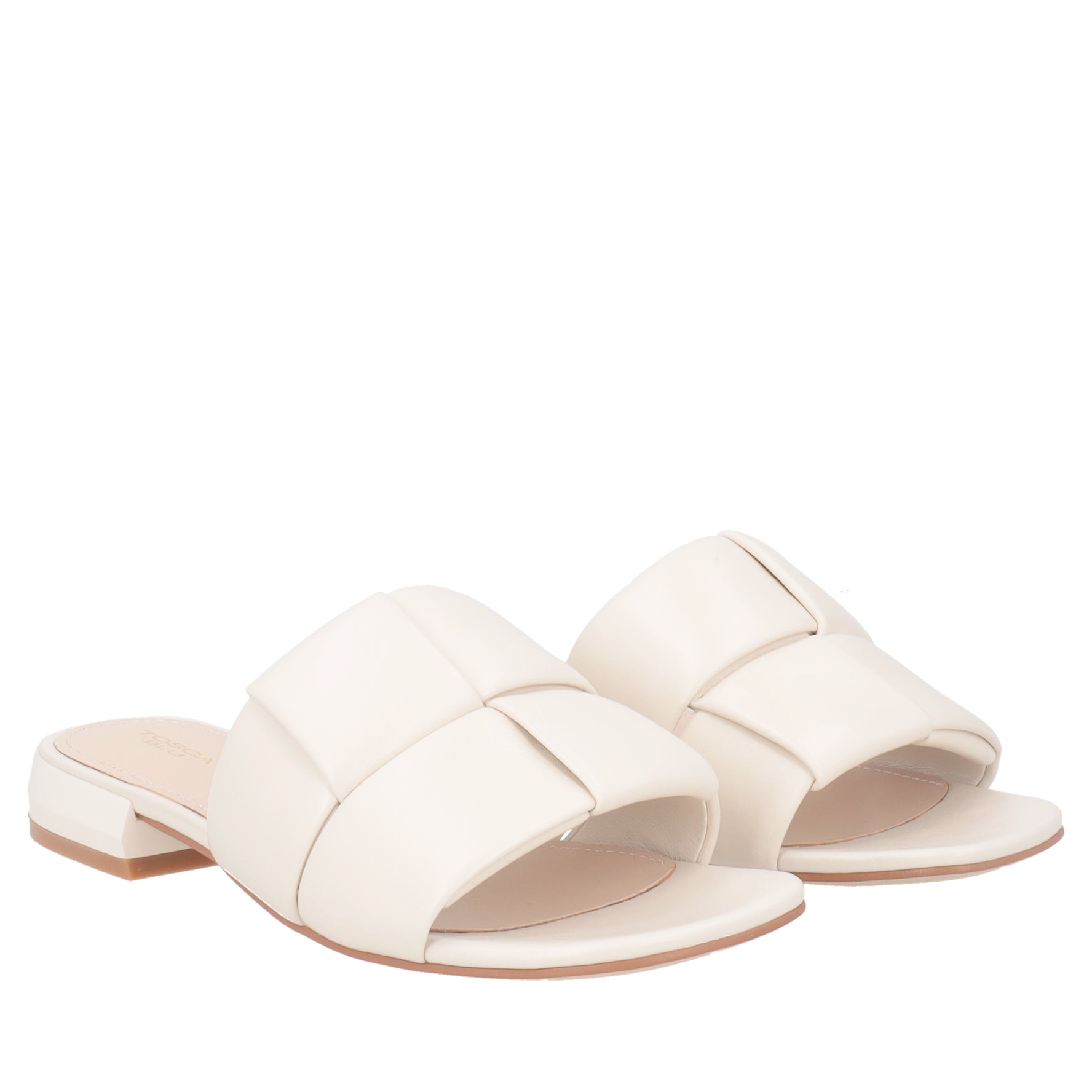 Kyoto low leather sandal with ivory weave