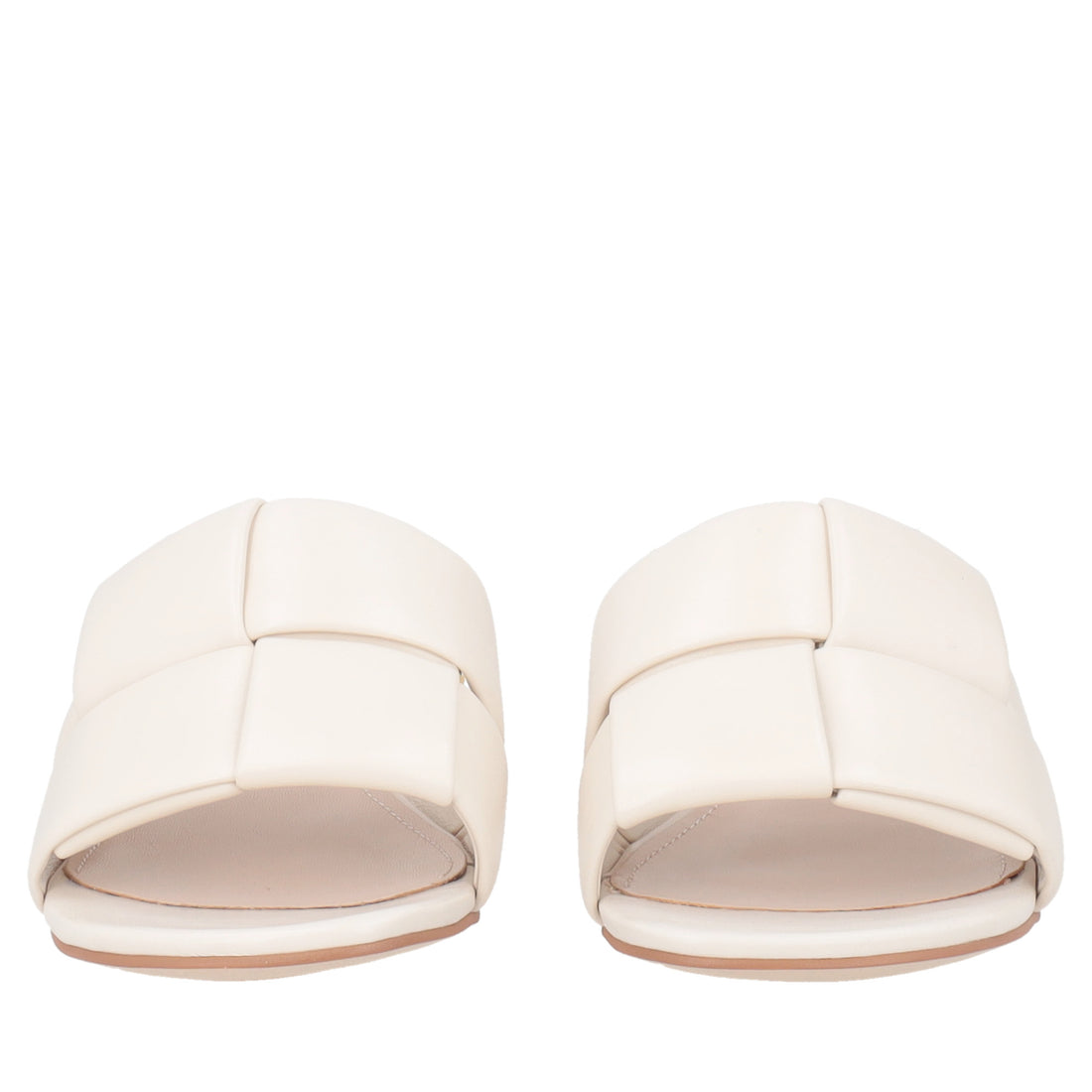 Sandalo basso Kyoto in pelle con intreccio colore avorio