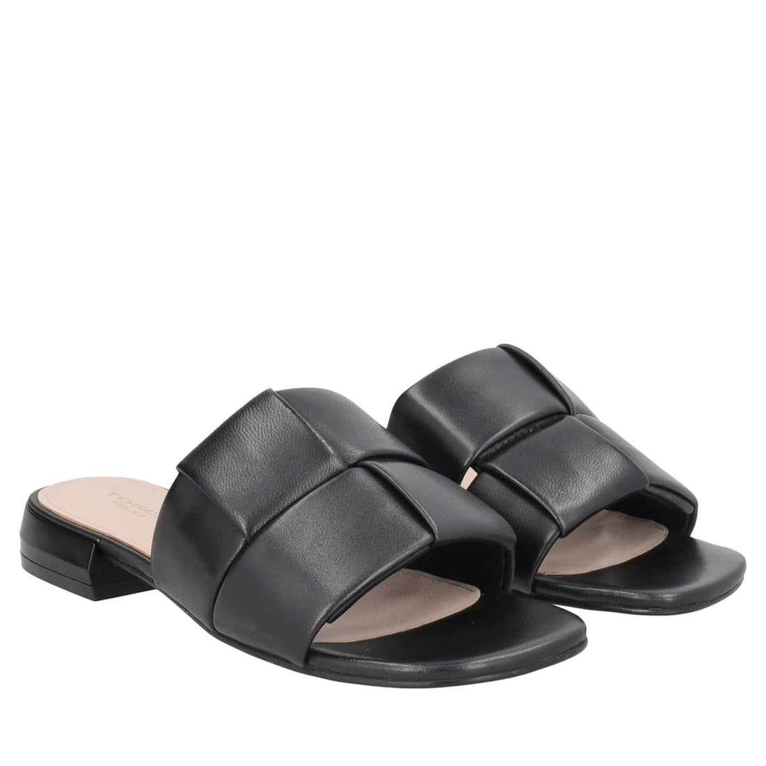 Kyoto low leather sandal with black weave