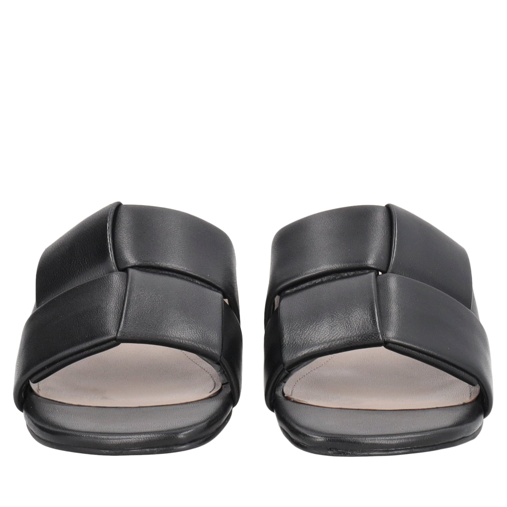 Kyoto low leather sandal with black weave