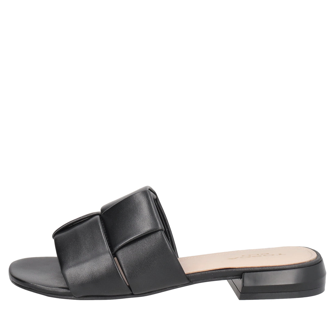 Kyoto low leather sandal with black weave