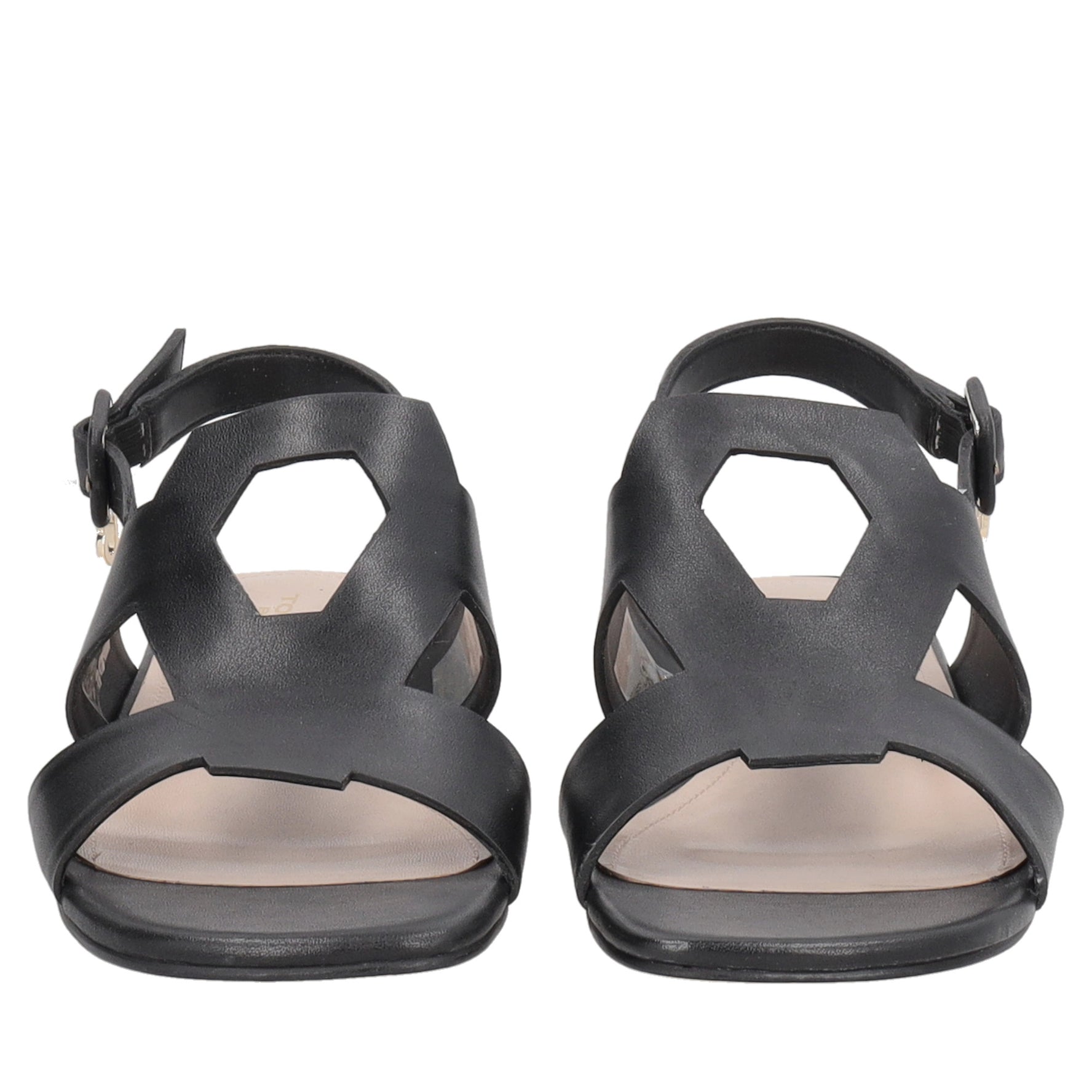 Kyoto flat leather sandal with black strap