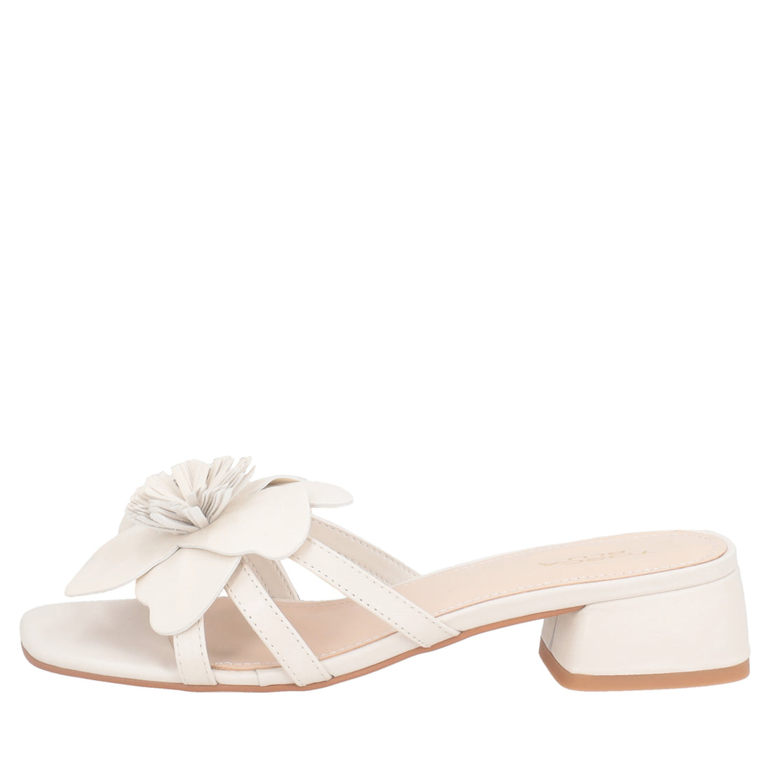 Sandalo flat Lisbona in pelle con accessorio colore avorio