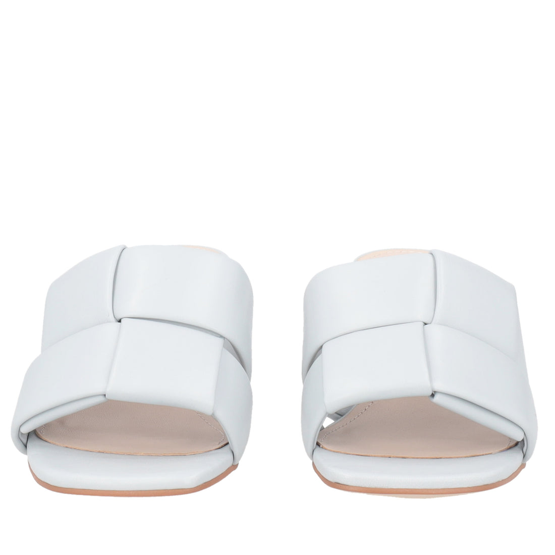 Malindi sandal with heel and weave in light blue color