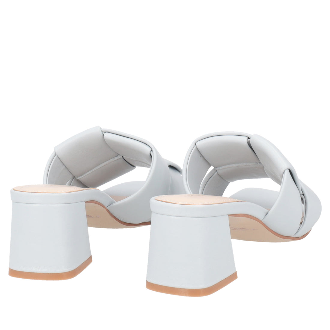 Malindi sandal with heel and weave in light blue color