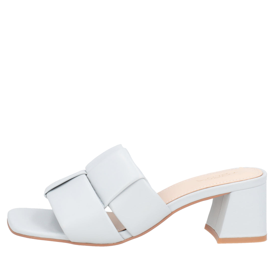 Malindi sandal with heel and weave in light blue color