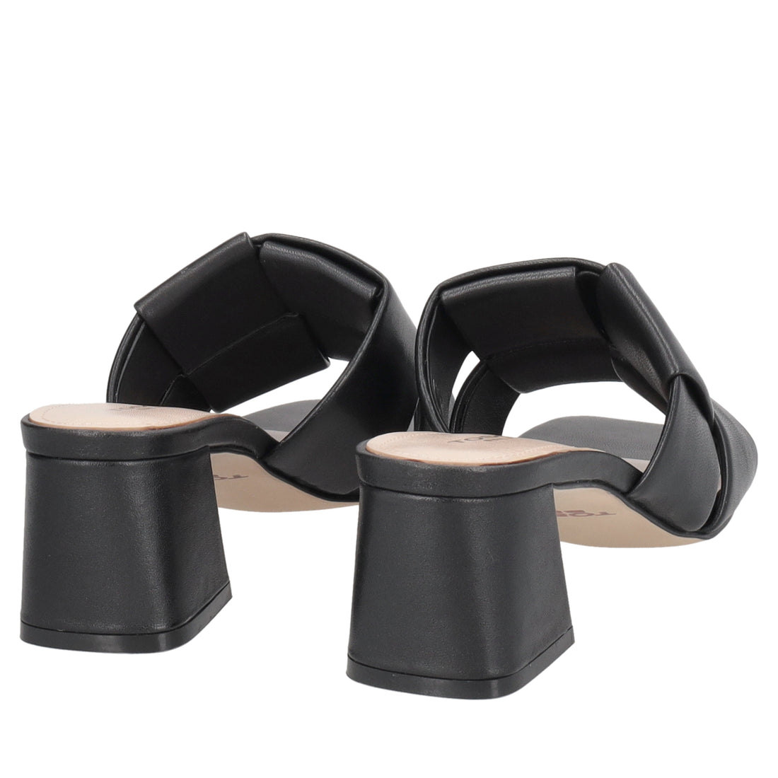 Malindi sandal with heel and weave in black color