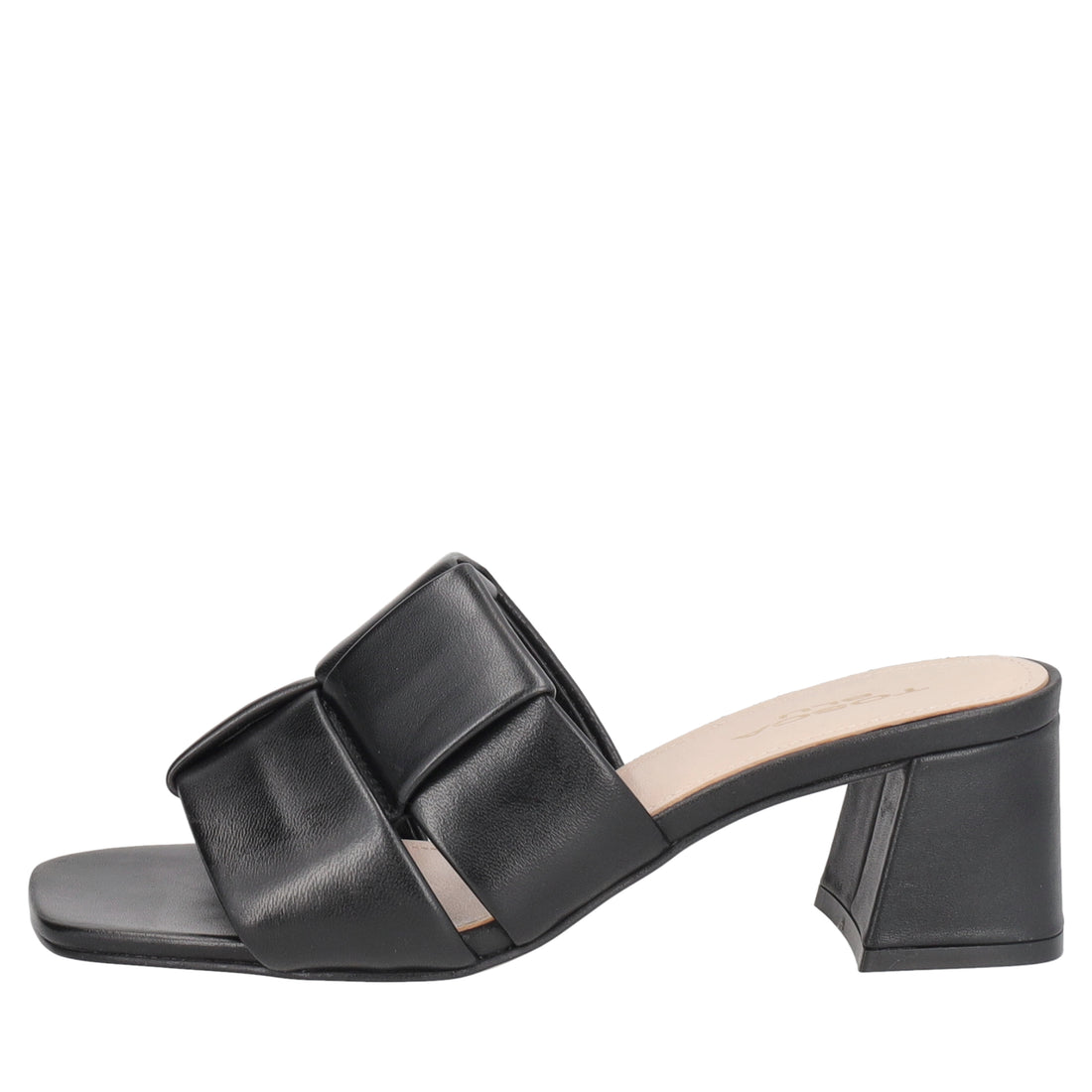 Malindi sandal with heel and weave in black color