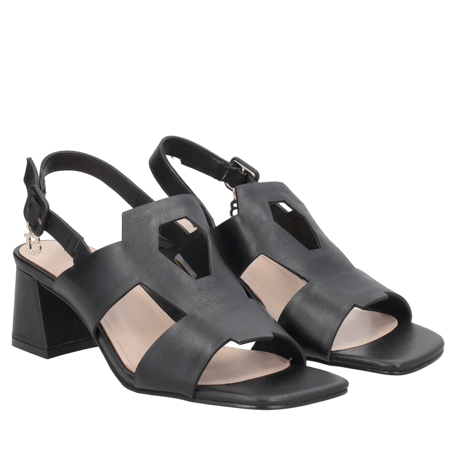 Malindi leather sandal with black heel