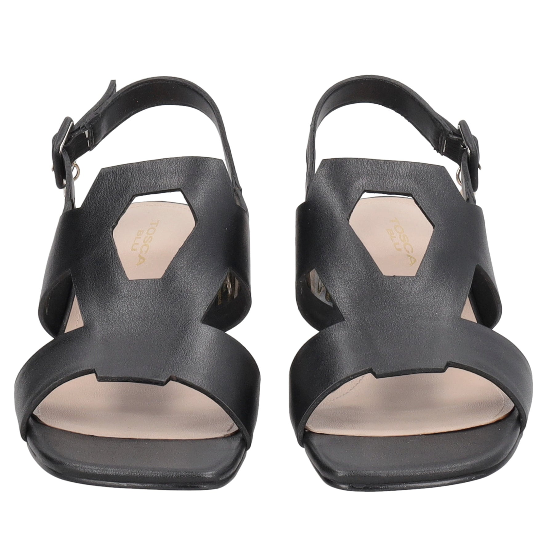 Malindi leather sandal with black heel