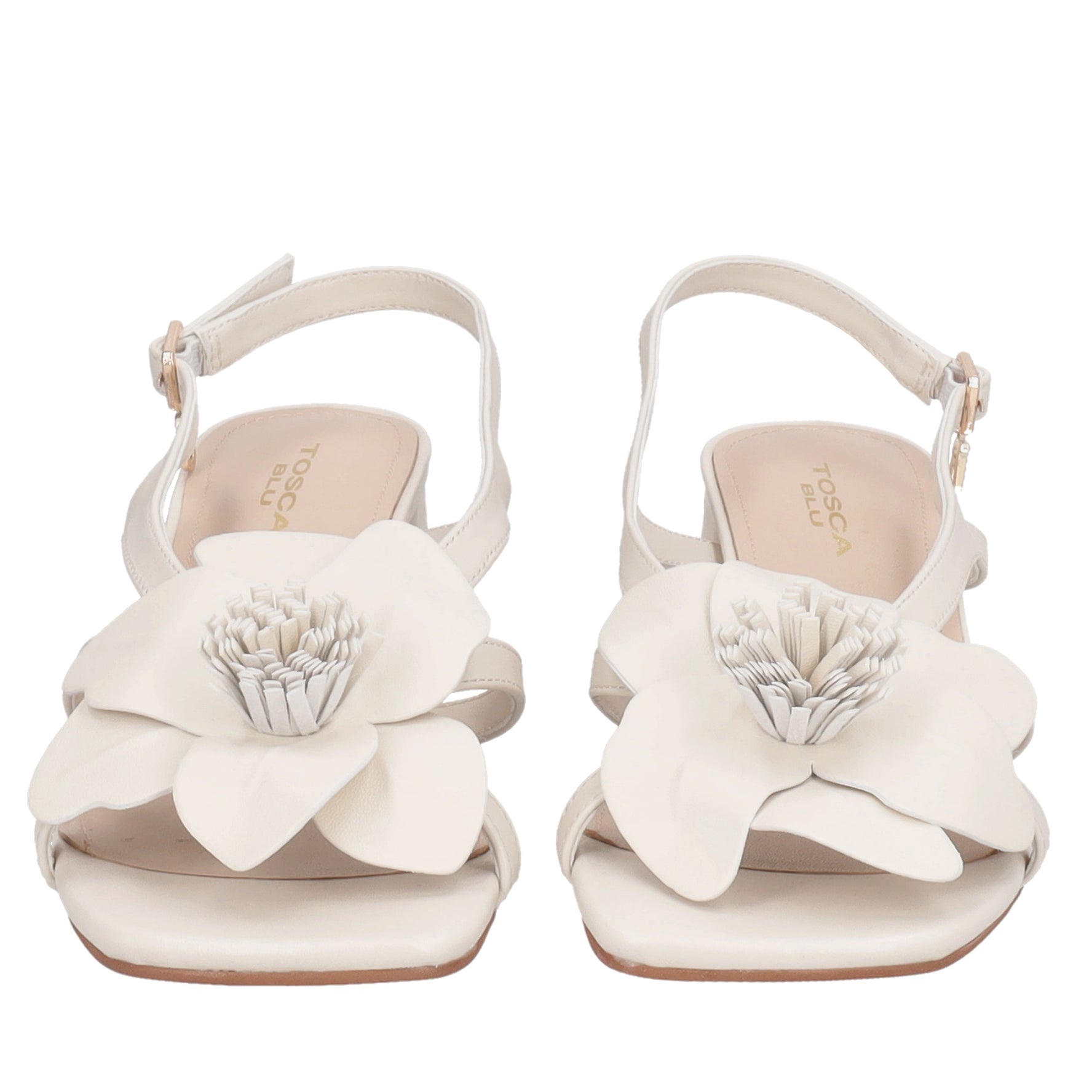 Sandalo da cerimonia Malindi in pelle con fiore colore avorio