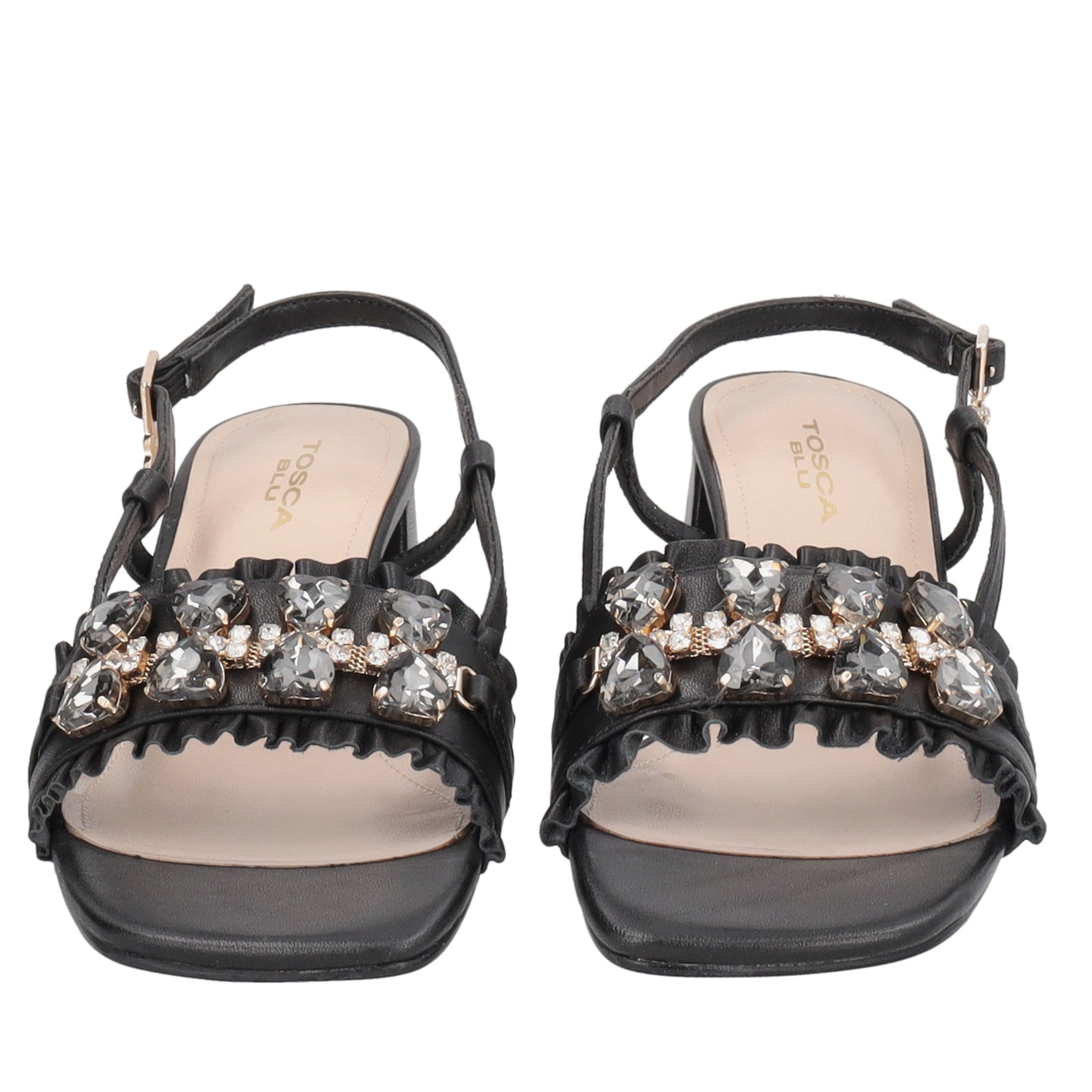 Elegant Malindi sandal with black jewel accessory