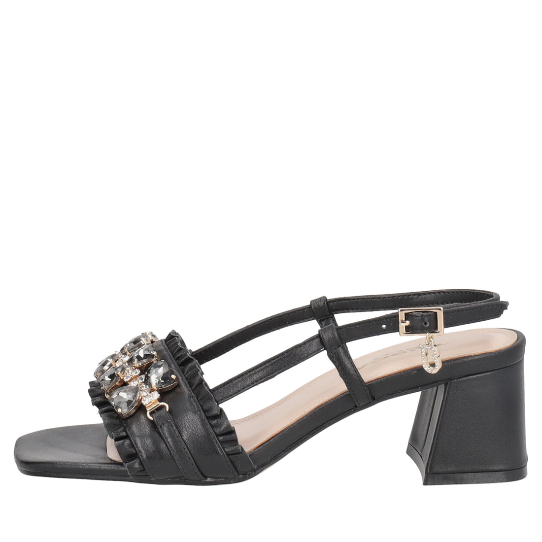 Elegant Malindi sandal with black jewel accessory