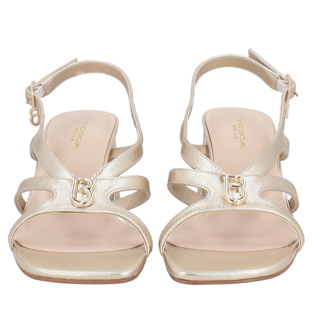 Malindi leather sandal with gold logo