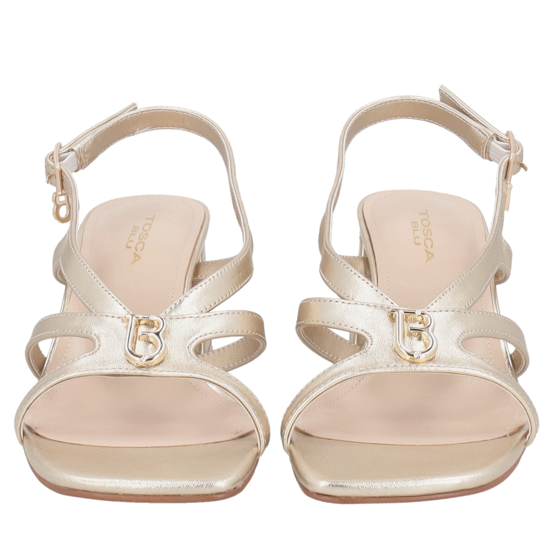 Malindi leather sandal with gold logo