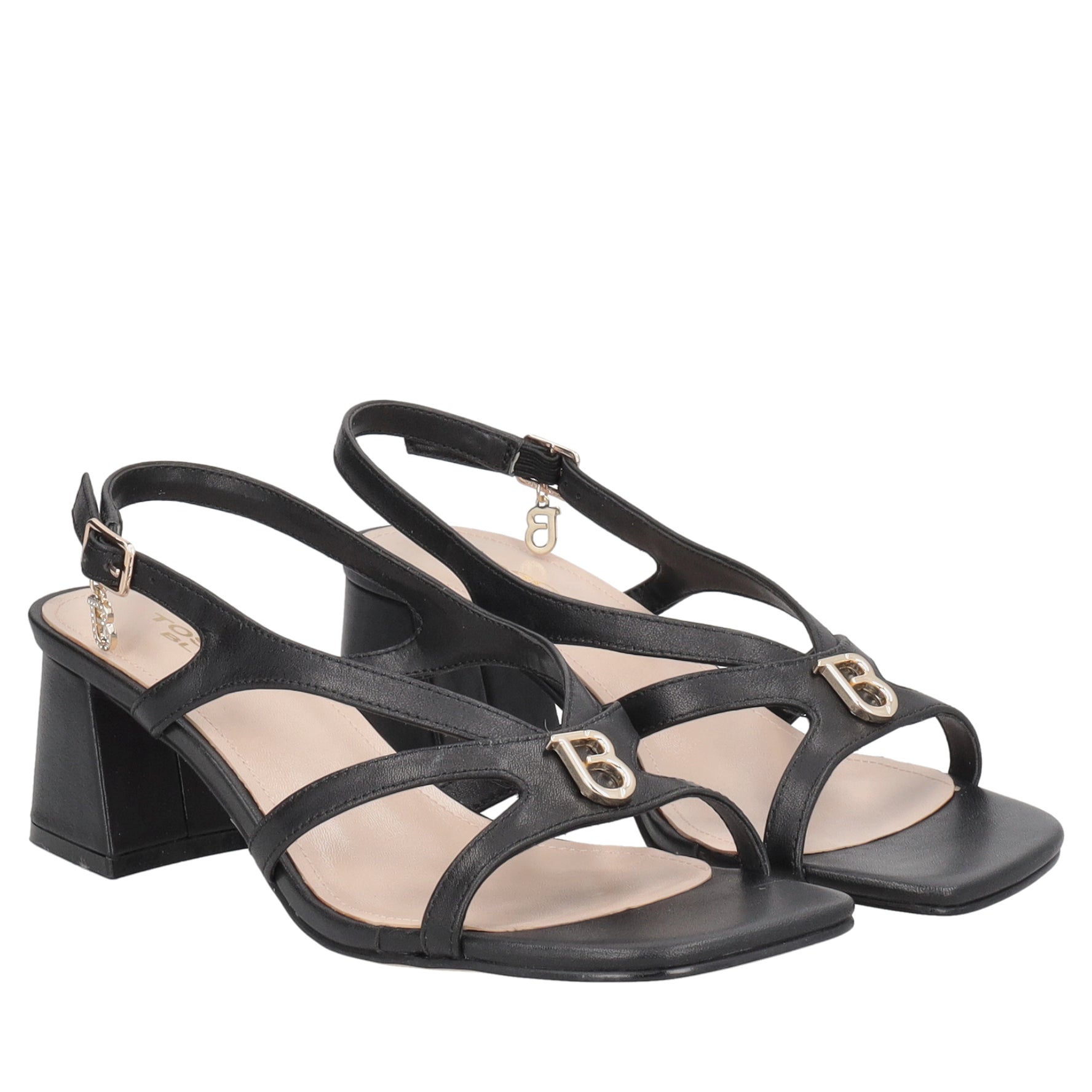 Malindi leather sandal with black logo